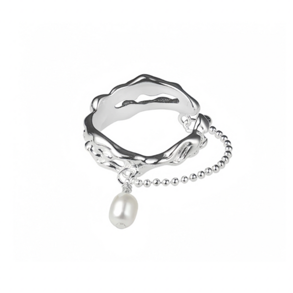Double Layered Pearl Chain Ring