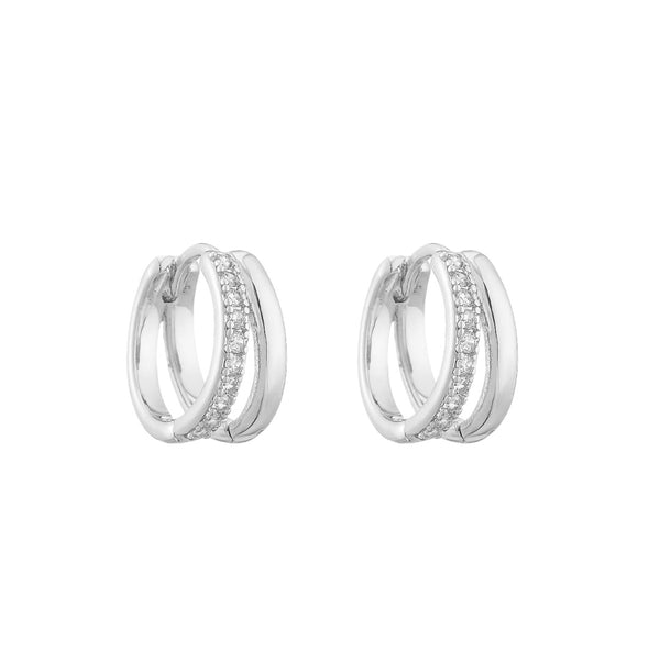 Sparkle Mia Huggie Hoops in Silver